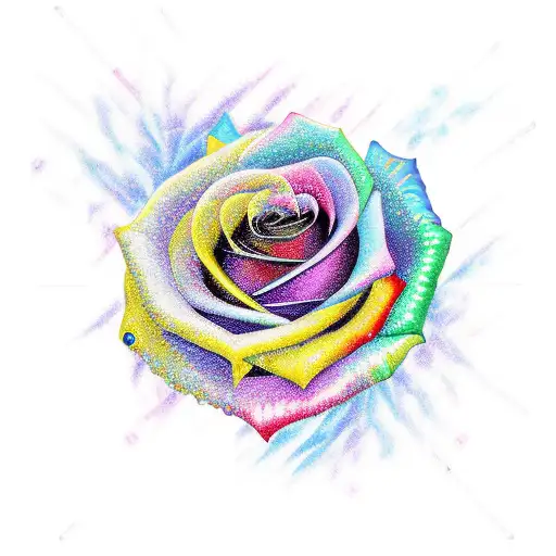 A vibrant and colorful rose intertwined with piano keys, symbolizing the harmony between music and nature music keys tattoo design idea