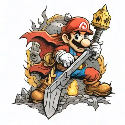 super mario dark souls tattoo design idea
