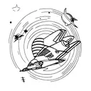 space shuttle with a moon tattoo design idea