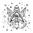 space shuttle with a moon tattoo design idea