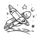 space shuttle with a moon tattoo design idea