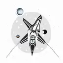 space shuttle with a moon tattoo design idea