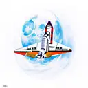 space shuttle with a moon tattoo design idea