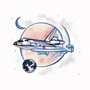 space shuttle with a moon tattoo design idea