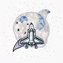 space shuttle with a moon tattoo design idea