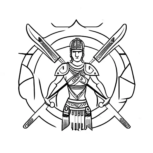 a roman warrior from the constellation arion tattoo design idea