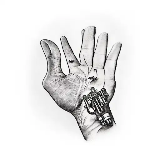 hand with clarinet tattoo design idea