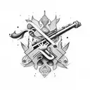 hand which play clarinet tattoo design idea