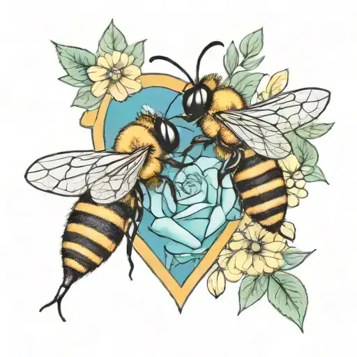 honeybee in love tattoo design idea