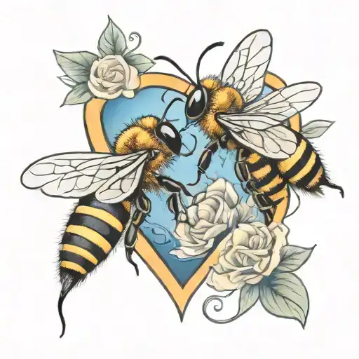 honeybee in love tattoo design idea