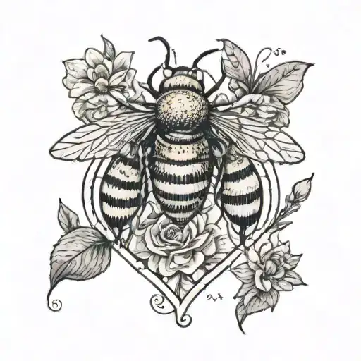 honeybee in love tattoo design idea