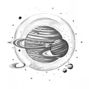 solar system with space ship tattoo design idea
