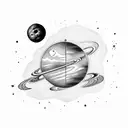 solar system with space ship tattoo design idea
