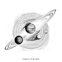 solar system with space ship tattoo design idea