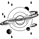 solar system with space ship tattoo design idea