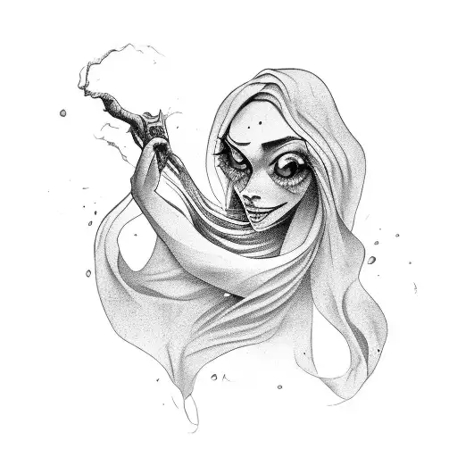 Casting a spell with swirling shadows tattoo design idea