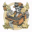 Skeleton DJ Tarot Card tattoo design idea