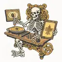 Skeleton DJ Tarot Card tattoo design idea
