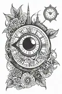 clock with eye inside tattoo design idea