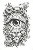 clock with eye inside tattoo design idea