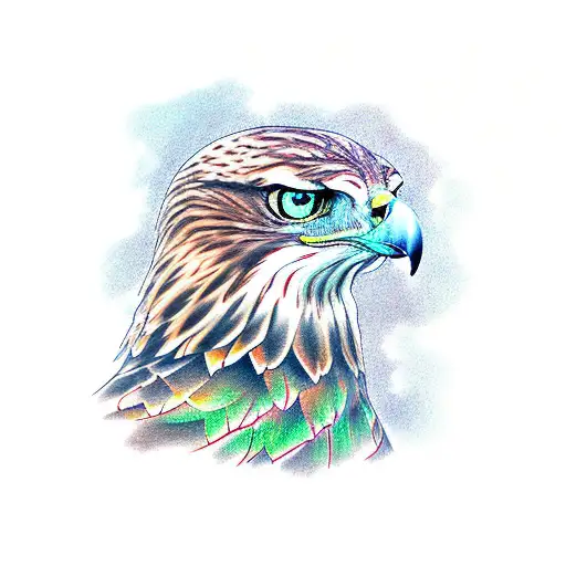 mountain red tailed hawk aspen tree tattoo design idea