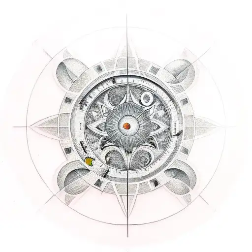 pychodelic sundial tattoo design idea