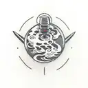 simple open book with levitating atom above it tattoo design idea