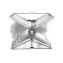 open book with levitating atom above it tattoo design idea