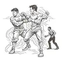 man fight past present future tattoo design idea