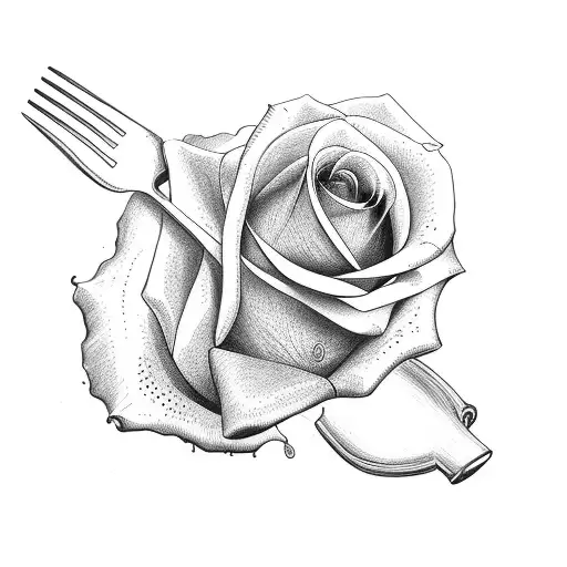roses with forks and knives  tattoo design idea