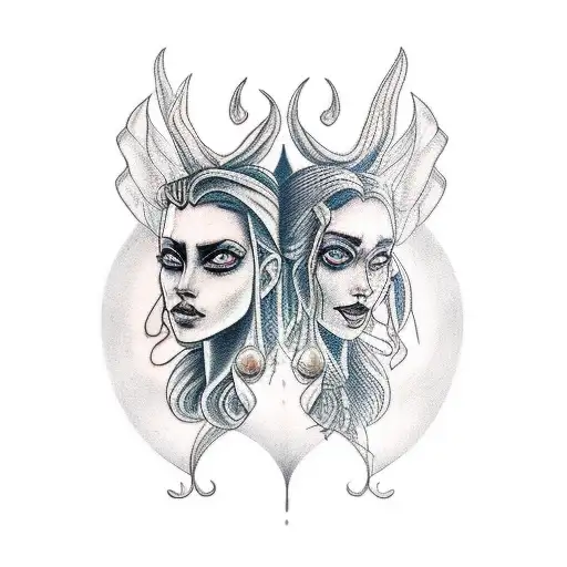 Design a tattoo featuring Hades and Persephone in a pixelated video game style tattoo design idea