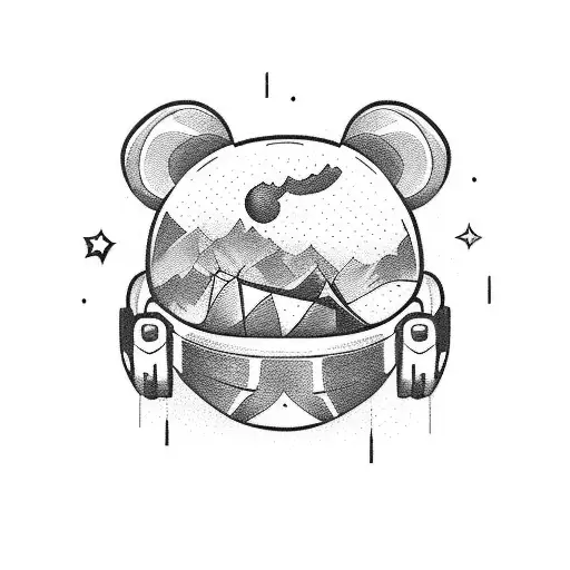 traveler teddy bear tattoo design idea
