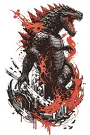 Godzilla towering tattoo design idea