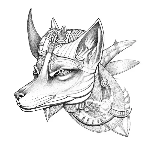 anubis and cancer zodiac tattoo design idea