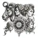 combined Virgo, Aquarius and Aries zodiac sign tattoo design idea