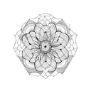 hexagon whit flowers tattoo design idea