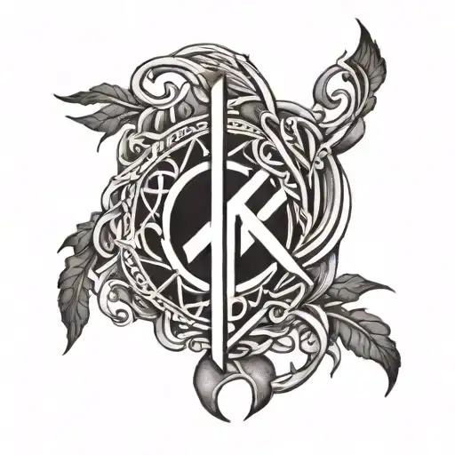 viking runes open your heart tattoo design idea