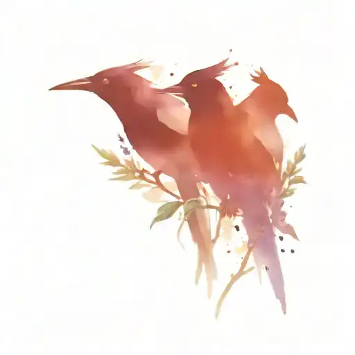 two magpies and some thistle and lavender tattoo design idea