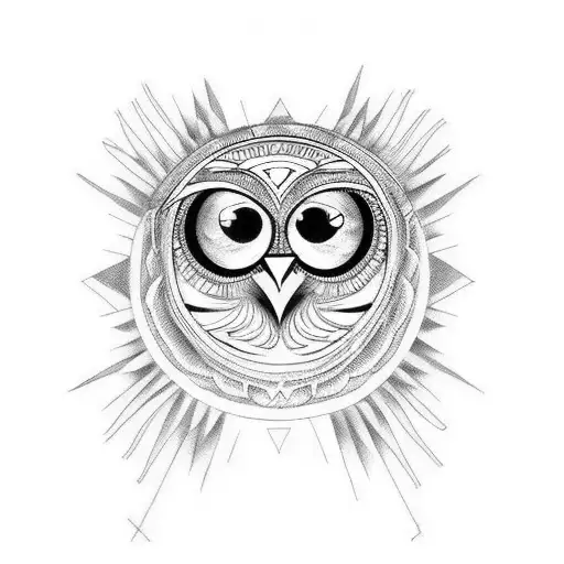 owl with eye of ra tattoo design idea