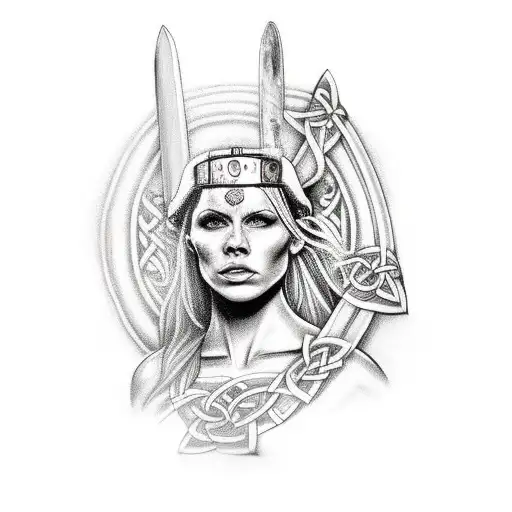 boudicca, celtic female warrior  tattoo design idea