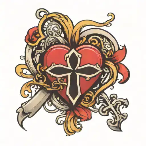 heart, cross, infinity symbol tattoo design idea