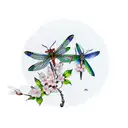 dragonfly and butterfly on cherry blossom branch tattoo design idea
