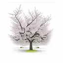 A majestic cherry blossom tree with delicate petals falling and transforming into butterflies tattoo design idea