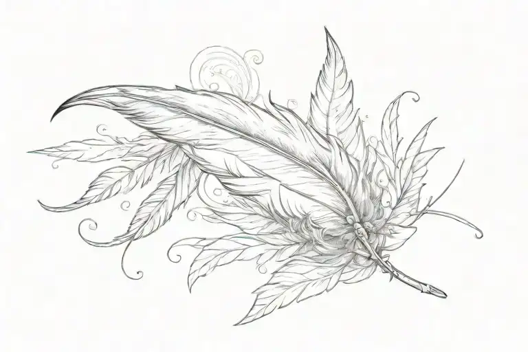 Dainty feather with psalm 91:4 underneath it  tattoo design idea