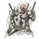 deadpool y Spiderman tattoo design idea