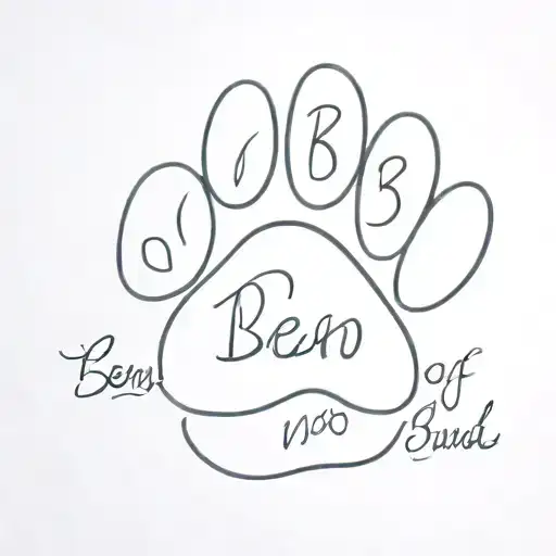 Paw Print with a name Ben tattoo design idea
