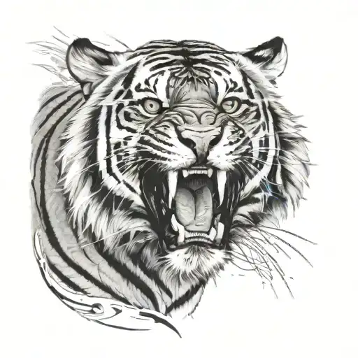 furious tiger tattoo design idea