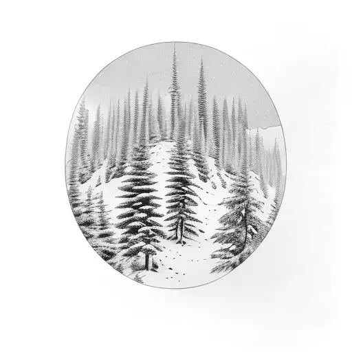 a mountain of pine trees made out of a moose head.  tattoo design idea