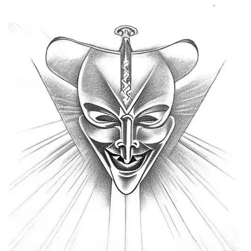 illuminati symbol with a v for vendetta theme tattoo design idea