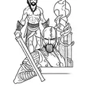 Atreus and Kratos on a boat with the quote "Do not be sorry, be better." tattoo design idea